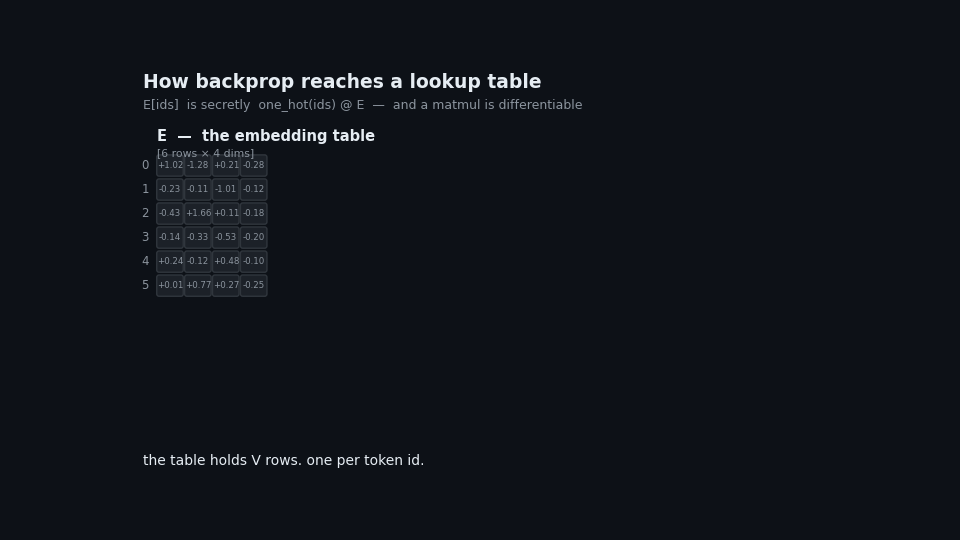 Backprop through a lookup
